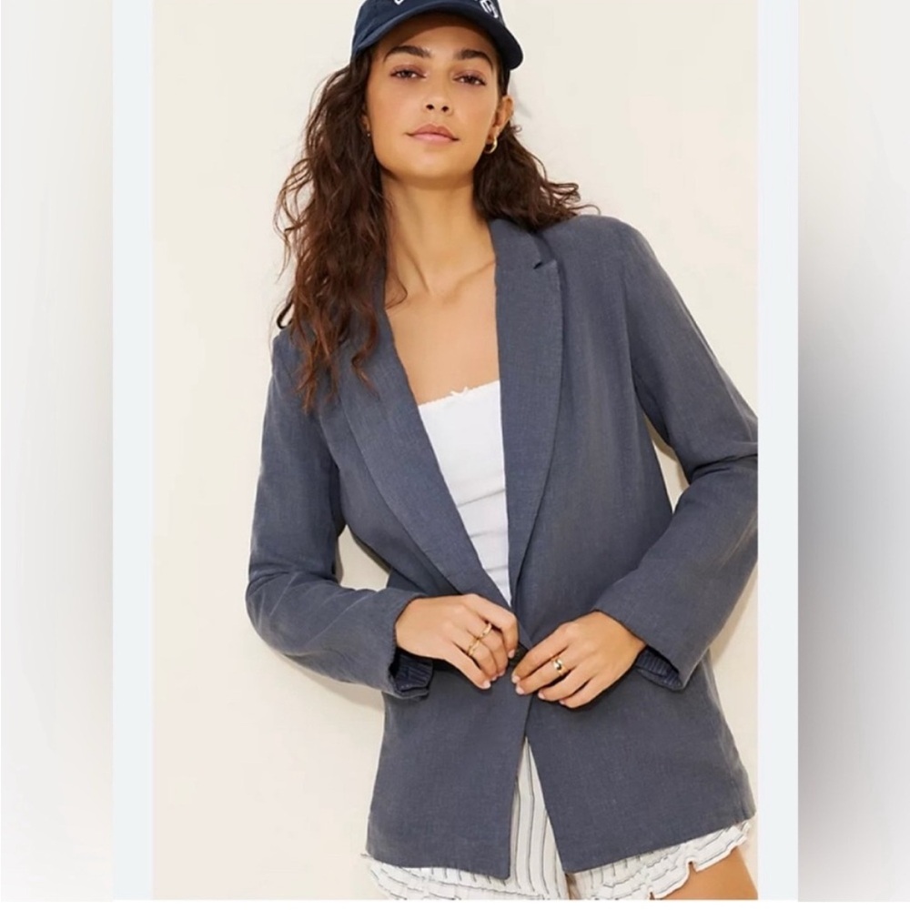 Free People Prep School Blazer in Vintage Indigo